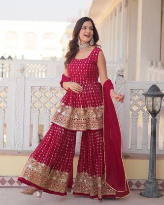 Rudramani Fab Embroidered Kurta, Sharara & Dupatta Set