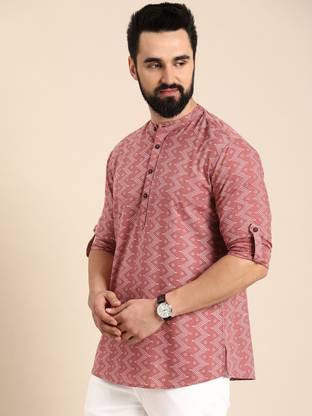ANOUK Men Geometric Print Straight Kurta