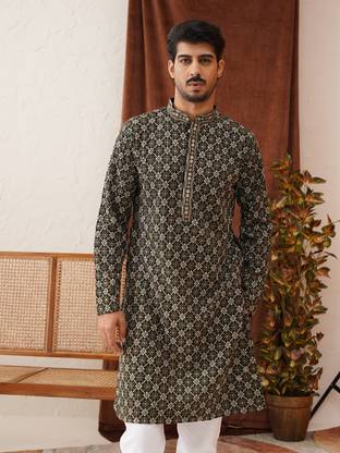Jompers Men Embroidered Straight Kurta