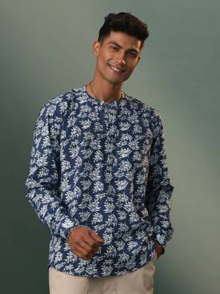 Shvaas By Vastramay Men Floral Print Straight Kurta