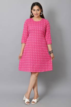 Women A-line Pink Dress