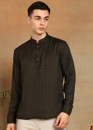 FUBAR Men Self Design Straight Kurta