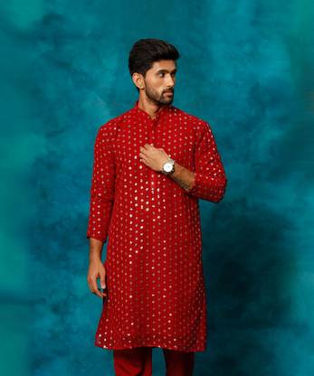 VM Men Embroidered A-line Kurta