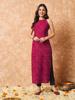 MEERANSHI LIVING Women Bandhani Straight Kurta