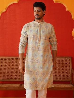 Jompers Men Self Design Straight Kurta