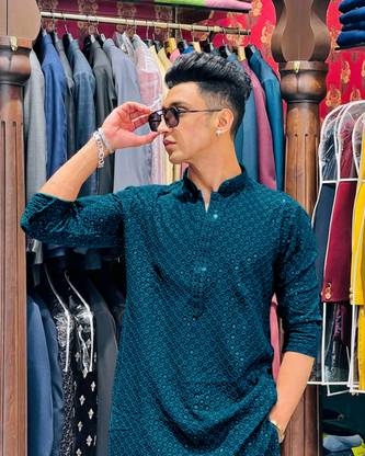 GRATITUDE ROCK Men Embroidered Straight Kurta