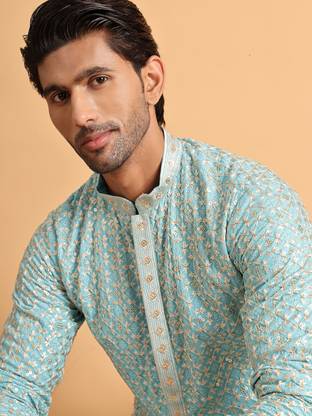 Jompers Men Embroidered Straight Kurta