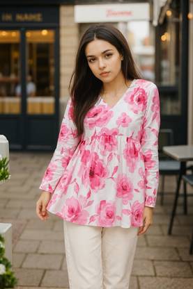CLANGER Women Floral Print Flared Kurta