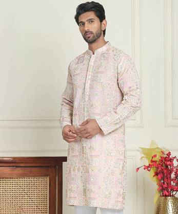Jompers Men Embroidered Straight Kurta