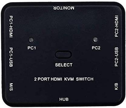 VOOCME HDMI Switch, KVM Switch, 2 Port USB KVM Switch, 2 in 1 Out HD Switch USB Keyboard Mouse Sharing Device for Computer, PC, Laptop, Desktop, Monitor HDMI Connector