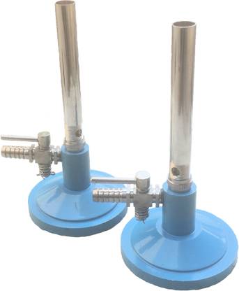 Durga Bunsen Burner With Stop Cock Cast Iron Body Brass Pipe (Pack Of 2Pcs) Laboratory Bunsen Burner