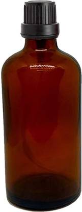 GIFTBASHINDIA 100ml Empty Amber Glass Bottle with Black Euro Dropper for Multi use Laboratory Dropper Bottle