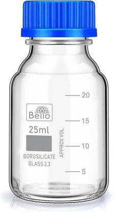 Bello Borosilicate Glass reagent bottle 25ml with leak proof Blue Screw Cap pack of 1 Laboratory Dropper Bottle