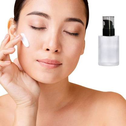 JARBAZAAR CLEAR FROSTED GLASS BOTTLE, with black pumps for Serum Laboratory Dropper Bottle