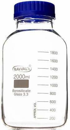RAWAL’S Borosilicate Heavy Glass Reagent Bottle Wide Neck with Leak Proof Cap-2000ml Laboratory Dropper Bottle