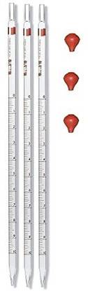 Salco Pipettes Dropper Thick Glass Graduated with Rubber Bulb - Red (25 ML, 3) Plastic Graduated Cylinder