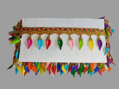 Zoitgiest MultiColor Leaf Latkan Hanging Bead Lace Border (Langht - 9 Mtr) for Saree Blouse Dupatta Lehenga Sewing Designing Crafts etc. (3 CM Width)) Lace Reel