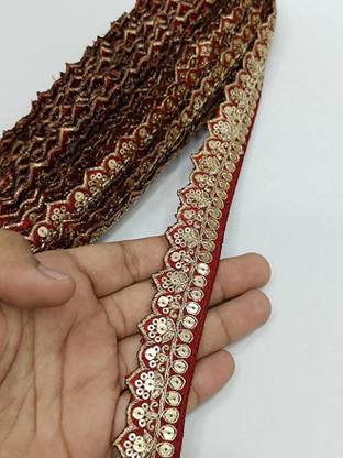 DEEP'S CREATION DEEPS Creation Dupatta Border Saree Laces (9 M X 1.5) (Maroon) Lace Reel