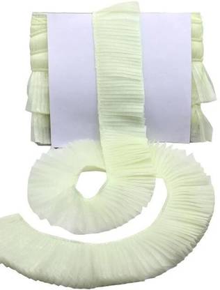 Woven Lace K-3-NetFrill-OffWhite 3 Inch Net Frill Lace for Dupatta, Baby Cloth, Sarees, Lehenga | Size: 9 Yards Lace Reel