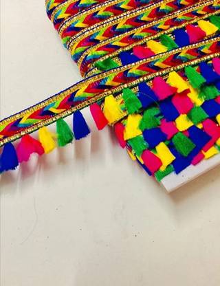 TULSI ENTERPRISE Multi Jalar Fancy Jute Multicolor Jalar lace (9mtr) For stitching, decor, and craft Lace Reel