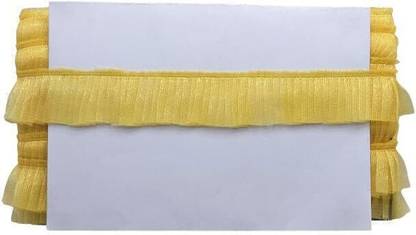 KURLZ K_354044_Mustard Yellow 35mm Net Frill Lace For DIY, Baby Cloth, Sarees, Lehenga, Dupatta| Size: 9 Yards Lace Reel