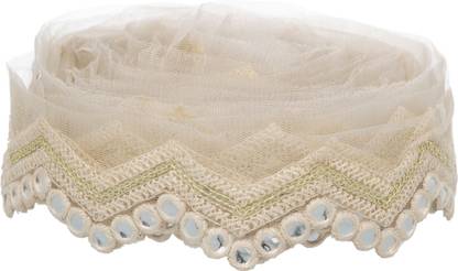 coriox Mirror net Sequence Laces 9 Meter Mirror Lace for Sarees, Lehangas, Dupatta, Bags, Art and Crafts 9 Meter Lace Reel
