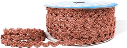 Uniqon CWG0368-04 (M:5048) (6mm X 18 Mtr) Rose Golden Snake Shape Glitter Piping Dori Gota Trim Border Lace Reel