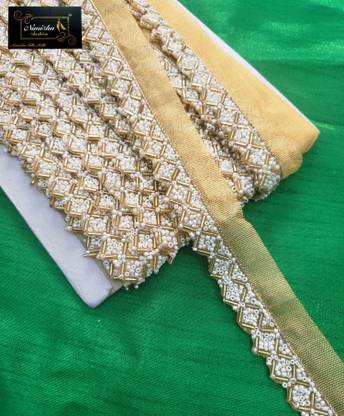 NIMISHA FASHION moti and pipe work super quality Lace Saree Falls