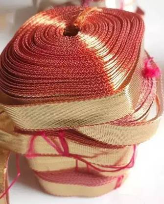 yuvika Rajasthani Golden Colour Plain Gota Laces Border Gota Patti Lace (12 Meter) With Red Corner Lace Reel