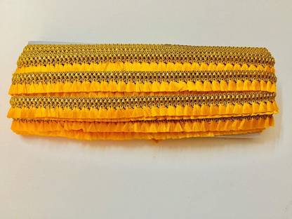 Eerafashionicing Yellow, Orange and Golden lace Yellow, Orange and Golden lace Work Best for duptta Sarees Kurtis (2 cm x 9 m) Lace Reel