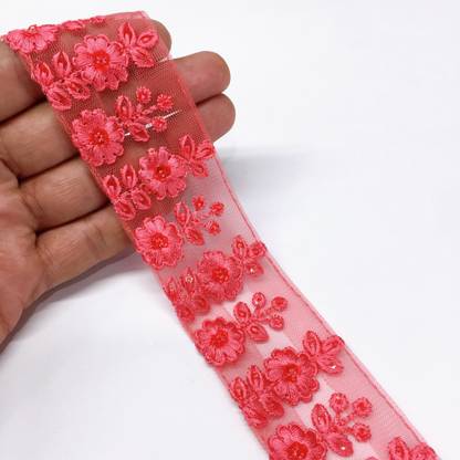 Lami Embroidery Lace On Net Tissue With Sequins Lace Reel
