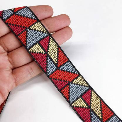 Lami 9 Meter Multicolor Geometric Design Border Trim Lace Borde Lace Reel