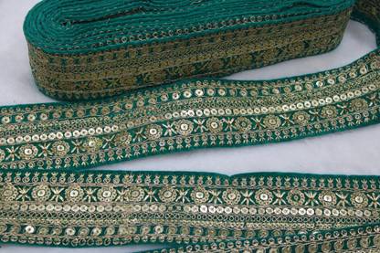 CMHOWLITE GOLDEN ZARI TRIM Roll OF 9 Meter 2.5 inch (6.35 cm) Lace Reel
