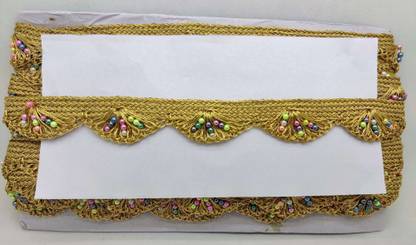 Varni Art M693-GOLDEN-MULTI Fancy Embroidery Lace Perfect for Outfits Like Suit, Saree, Dupatta, Anarkali Lace Reel