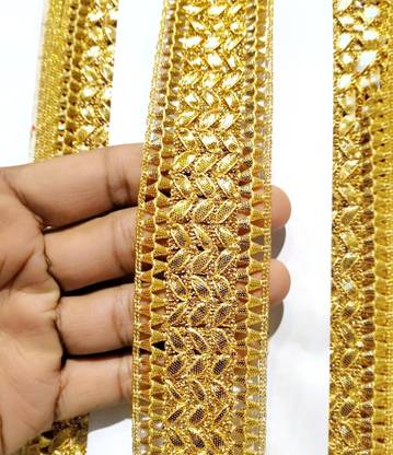 Lacesnmore Lace broad gota pati Designer ,Golden Lace saree / blouse / lehanga border Lace Reel