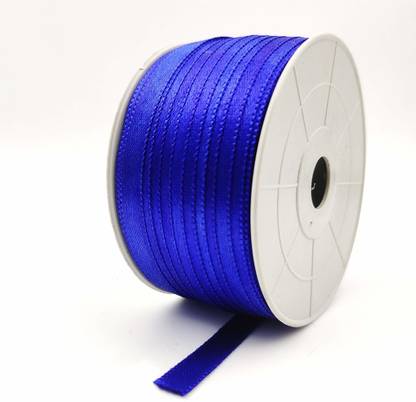 Bobbiny 12mm 15 Meters Blue Satin Ribbon for Dupatta, suit, Blouse Lace Reel Lace Reel