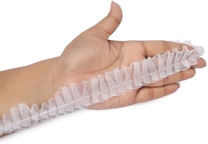 MS ZARIWALA Organza Lace Ribbon Satin Lace Edge Gather Ruffle Trim Ribbon Vintage White Organza Lace Ribbon Satin Lace Edge Gather Ruffle Trim Ribbon Vintage White Lace Reel