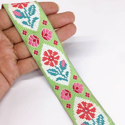 Lami 9 Meter Multicolor Traditional Look Flower Design Border Lace Reel