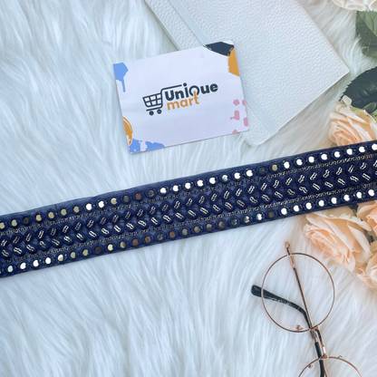 uniquemart Navy Blue Lace Border, Navy Blue Colour Lace, Lace Design For Saree, Blouse, Lehenga, Dupatta, Frowk, Gown (NavyBlue/9Mtr) Lace Reel