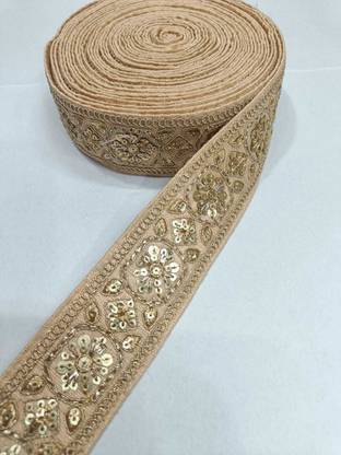 DEEP'S CREATION Saree Border Decorative Laces Indian Trims Embroidery lace(9M X1 in)(Peach) Lace Reel
