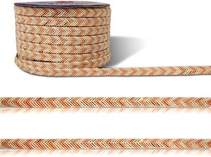 BigWheels CWG0431-01 (M:4886) (7mm X 18 Mtr) Peach & Cream V Shape paipin Outlining Dori Gota Trim Border Lace Reel