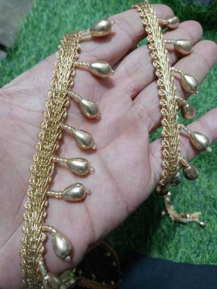 DIVARA Golden Blouse Hanging Lace, Dupatta Latkan Pearl Lace (4 mtr) 4050 with beautiful design used in saree in many more purpose Lace Reel