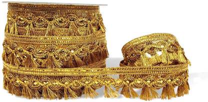 Utkarsh CWG0446-01 (M:7568) Golden (2.7cm X 18 Mtr) Jhaadu Sitara Gota Outlining Patti Trim Lace Border Lace Reel