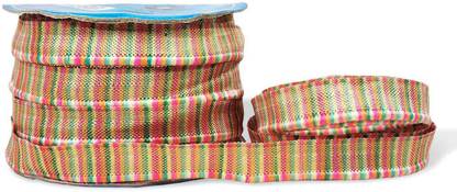 Airtick CWG0442-01 (1.3cm X 18 Mtr) Multicolor Zari Piping Gota Trim Lace For Dress Embellishment Lace Reel