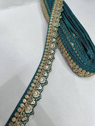 DEEP'S CREATION DEEPS Creation Dupatta Border Saree Laces (9 M X 1.5) (Teal Blue) Lace Reel