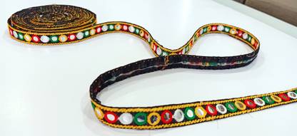 R N Creation Laces Borders Material Trims, Embroidery Multicolor Banjara Sewing Lace for Junk journals, Scrapbooking,Art Craft Project,Thread Work Sari Trim Lace Reel