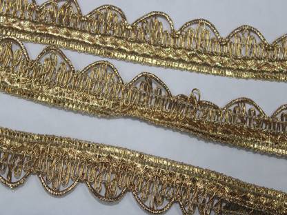 CMHOWLITE GOLDEN FANCY ZARI LAMPI Roll OF 9 Meter 1 inch (2.54 cm) NEW-CMF- 042-5 Lace Reel