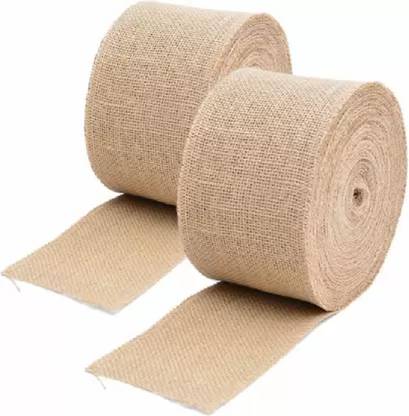 RKY Burlap Ribbon 2m Long2" Wide Jute Twin Burlap Craft Ribbon Lace (Pack of 2) Lace Reel