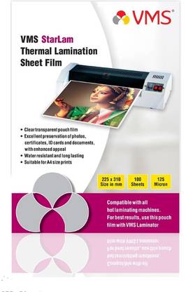 VMS Starlam A4 Lamination Pouch 225mmx310mm 125 Micron for Document and Certificate A4 Laminating Sheet