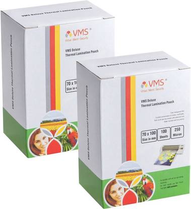 VMS Deluxe Lamination Pouch 70mmx100mm 250 Micron (200 Sheets) ID Badge Laminating Sheet